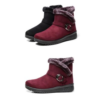 Женские зимние ботинки Замшевые ботильоны Снежные ботинки Женские Теплые Меховая Плюшевая Стелька Удобные Ботас Мухер Плоская Обувь Женская