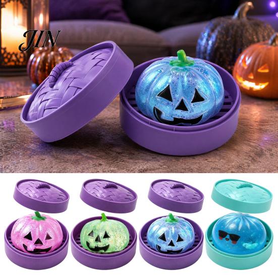 Dumpling Squeeze Toy Halloween Stress Relief Toy, Pumpkin Ghost Steamed Bun Anxiety Sensory Ball Fidget Party Favors Calming