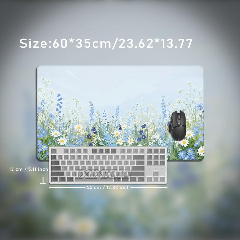 Mouse Pad Blue Wildflower Meadow Gamer printon demand Home Large New Mousepad XXL Playmat MousePads Natural Rubber Table Mat