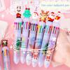 Мультфильм Рождество 10 Цветов Шариковая Ручка Цветные Чернила Нажатие Гелевая Ручка Kawaii Студенческие Канцелярские Товары Школьные Офисные Принадлежности Подарки