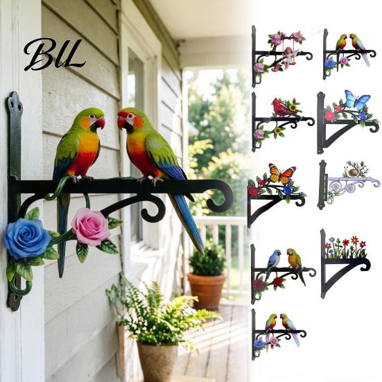 Sky Garden Wall Combination Metal Plant Hanger Hook Heavy Duty Hanging Basket Bracket Decorative Parrot Imitation Rust Orange Cat Flower Butterfly for
