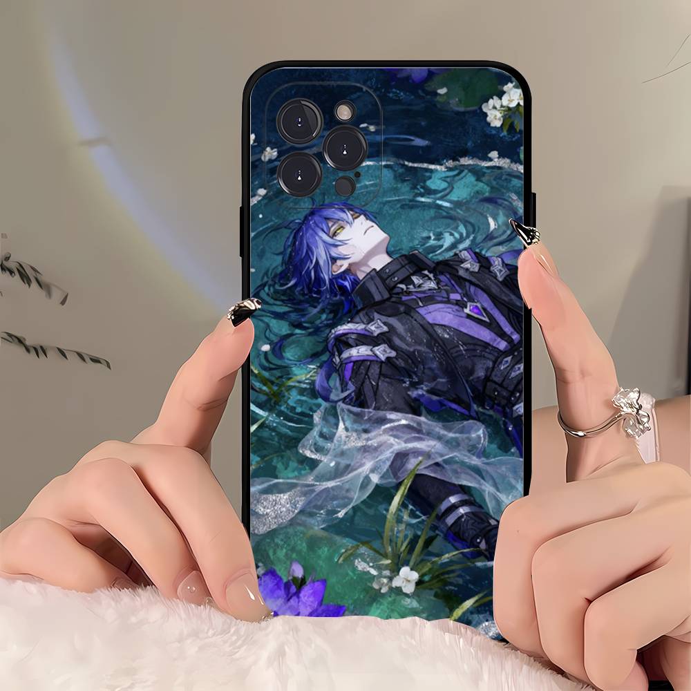 Чехол для телефона Genshin Impact Песня Вечного Моря Для iPhone 17 Air 16 15 14 Plus 13 12 Mini 11 Pro Max Черный Чехол