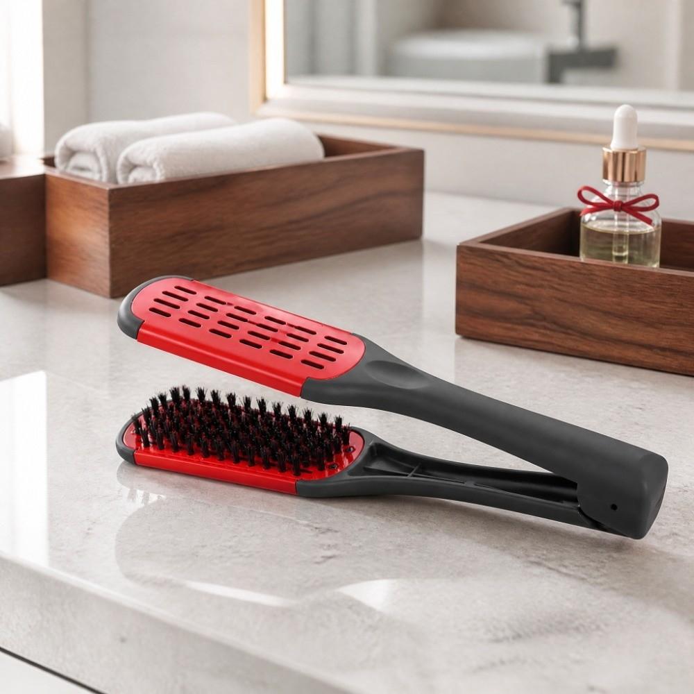 Double Sided Design Hair Straightening Brush Clamp Structure Hair Styling Tool  Detangling