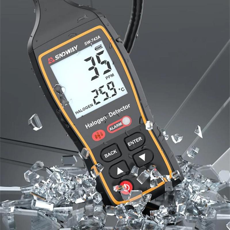 Электронный течеискатель хладагента для кондиционера 0-1000PPM, ЖК-дисплей и звуковой/световой/вибрационный сигнал, Детектор галогенных газов для обслуживания фреона