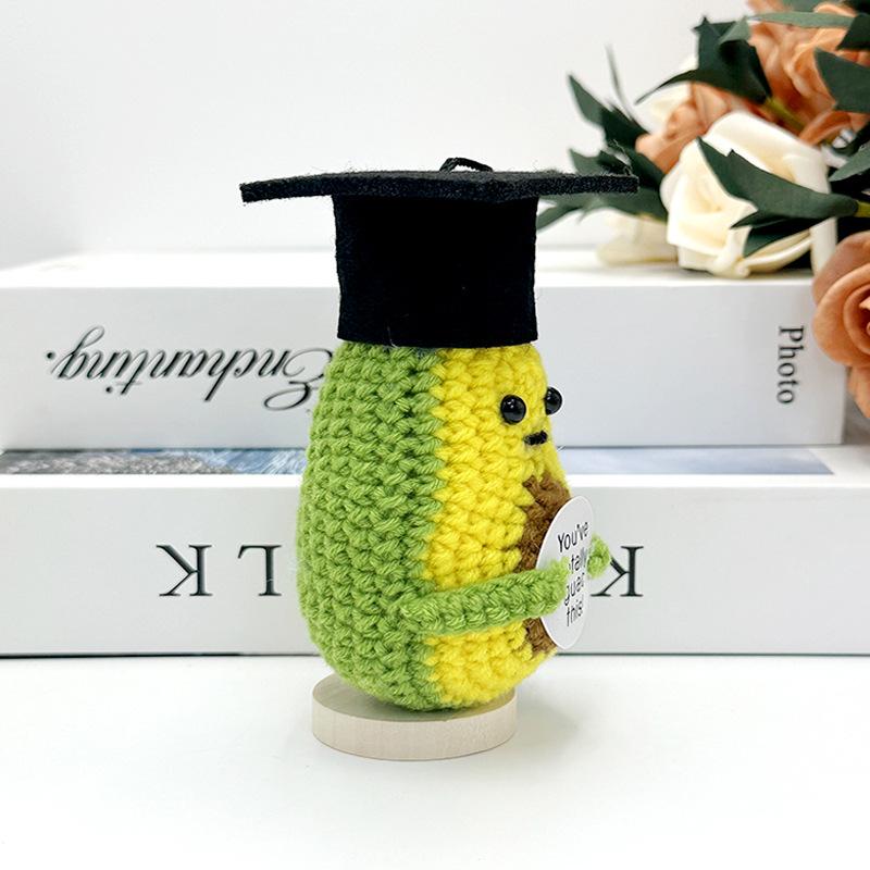 Funny Crochet Avocado Handmade Ornaments Emotional Support With Card Desktop Ornament Handmade Knitte Avocado Gift Home Decor