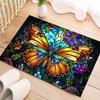 Outdoor Mat Stained Glass Butterfly Floral Design Non-Slip Mat Mat Entryway Kitchen Bathroom Balcony Vibrant Colors Home Decor