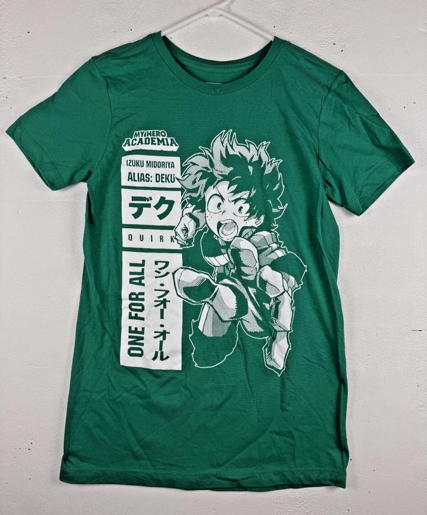 Size XS - My Hero Academia Deku Izuku One For All Graphic T-Shirt Green Anime
