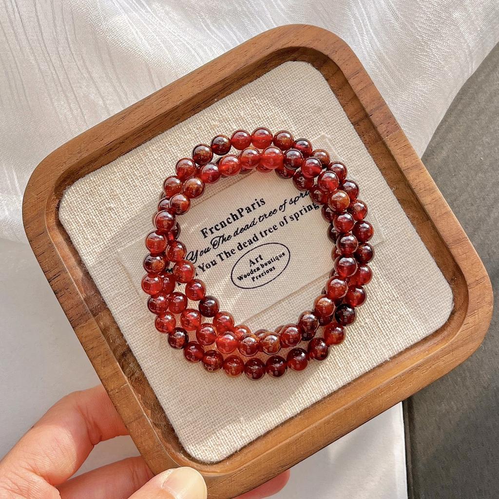 Natural Orange Garnet Multi-Circle Lazy Bracelet