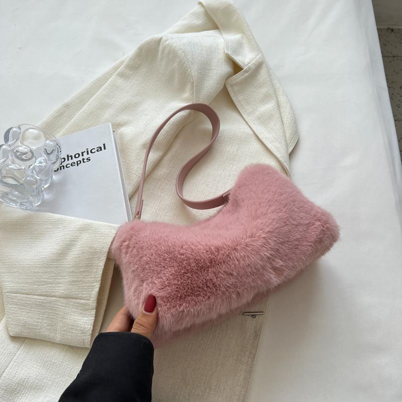 Модная плюшевая сумка через плечо для женщин, осень-зима, новые мягкие сумки Fury Underarm, корейские простые универсальные сумки, тренд