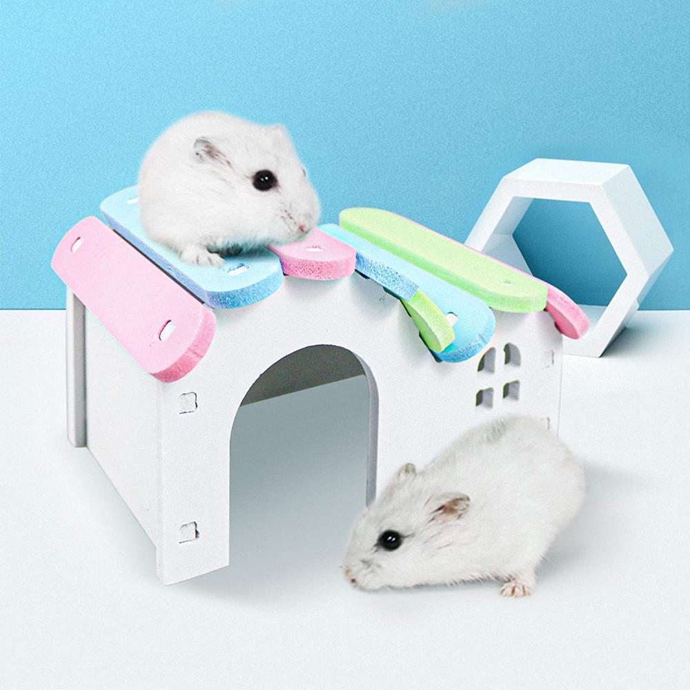 Exercise Small Animals Teeth Care Hamster House Rainbow Hamster Toys Wooden Chew Grass Balls
