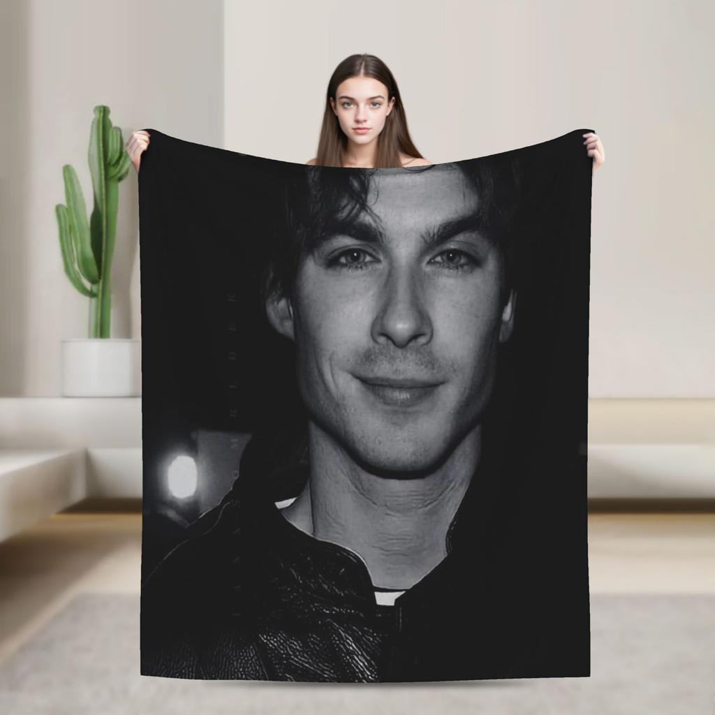 The Vampire Diaries Damon Salvatore TV Series Flannel Blankets Warm Throw Blanket for Couch Bed Travel Bedspread Sofa Bed Cover