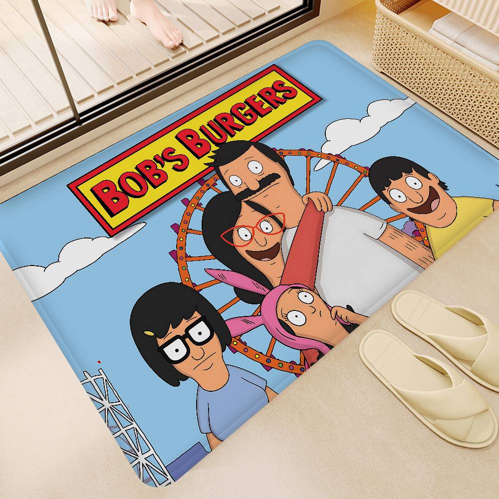 Cartoon B-Bobs Anime BurgersES Entrance Door Mat Washable Non-Slip Living Room Sofa Chairs Area Mat Kitchen Welcome Doormat