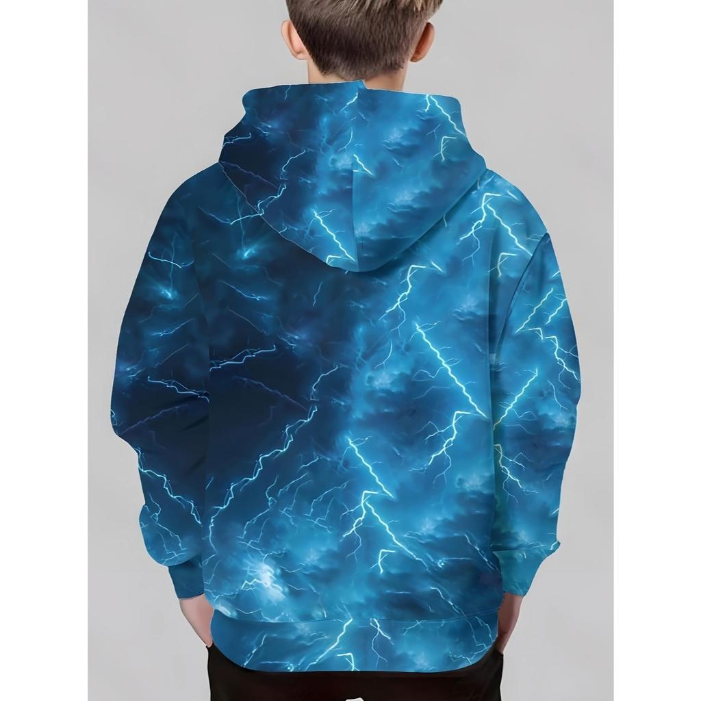 Cool Lightning Background Paired with Trendy Cartoon Characters, Digital Printing, Colorful and Eye-catching