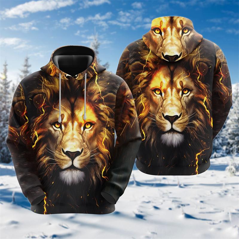 Толстовки с капюшоном Cross Lion с 3D-печатью для мужчин, одежда Harajuku, модные толстовки с рисунком животных, повседневные спортивные костюмы для мальчиков, женские подарочные топы