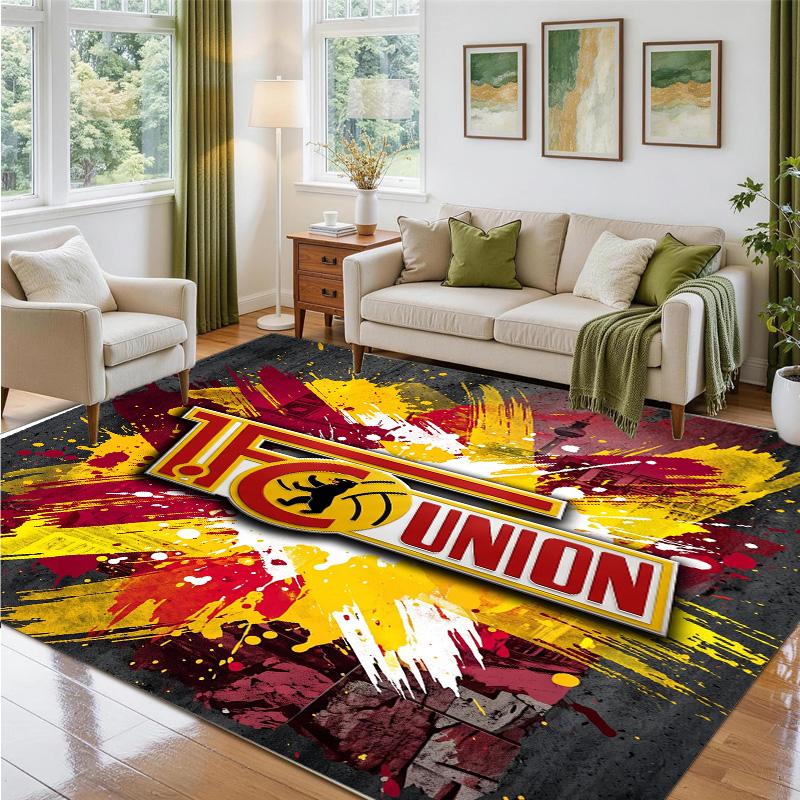 Union Berlin FC Design Crystal Velvet Rug Soft Decorative Mat for Bedroom Entrance