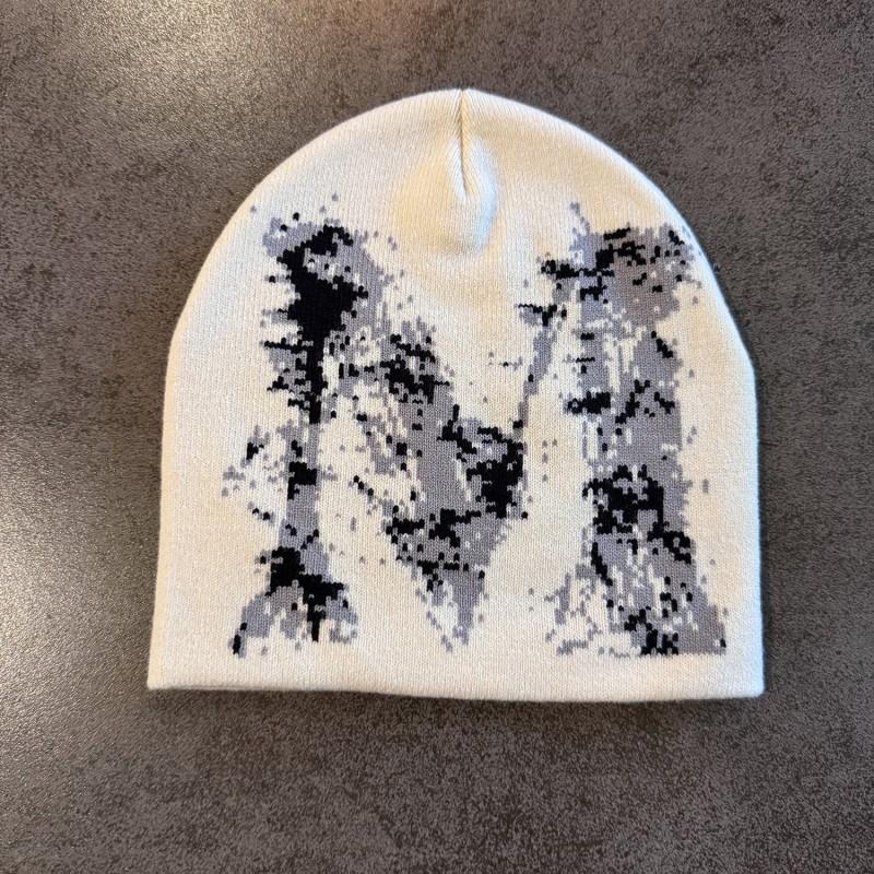 Harajuku Style Knit Beanie Women Winter Warm Streetwear Letter Design Trendy Hat