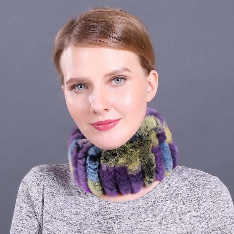 Женский осенне-зимний пуловер, теплый воротник двойного назначения, эластичный тканый меховой шарф из кроличьей шерсти Wai Rex
