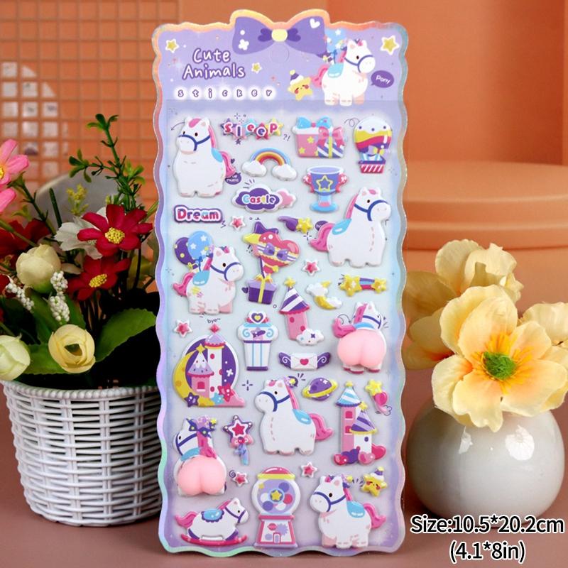 3D Bubble Stickers PP Butt Decorative Stickers Animals Bear Dog Sticker for DIY Scrapbook Phone Case Party Gift Puffy Stickers