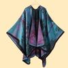 Shawl Imitation Cashmere Knitted Scarf Split Fork Oil Painting Cape Cloak Outside