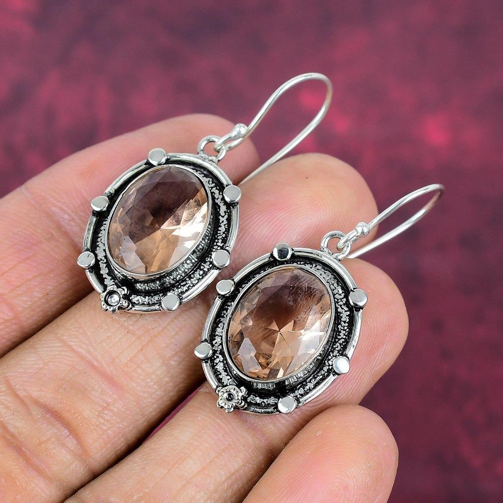 Серьги с морганитом, драгоценные камни ручной работы, 925 пробы, серьги из стерлингового серебра, антикварные украшения, для подарка на помолвку