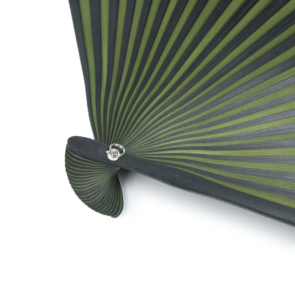 KYOETSU Folding Pure Bamboo Set of 2 Folding Fan, Silk, Plain, Two-Color Black, (Folding Fan, Bag) Women's (14)