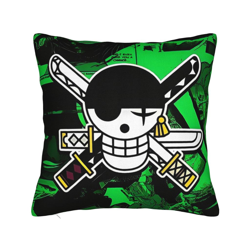 Luffy Anime Skull Square Pillow Case Cushion Cover Funny Zipper Decorative Pillowcover for Sofa cm