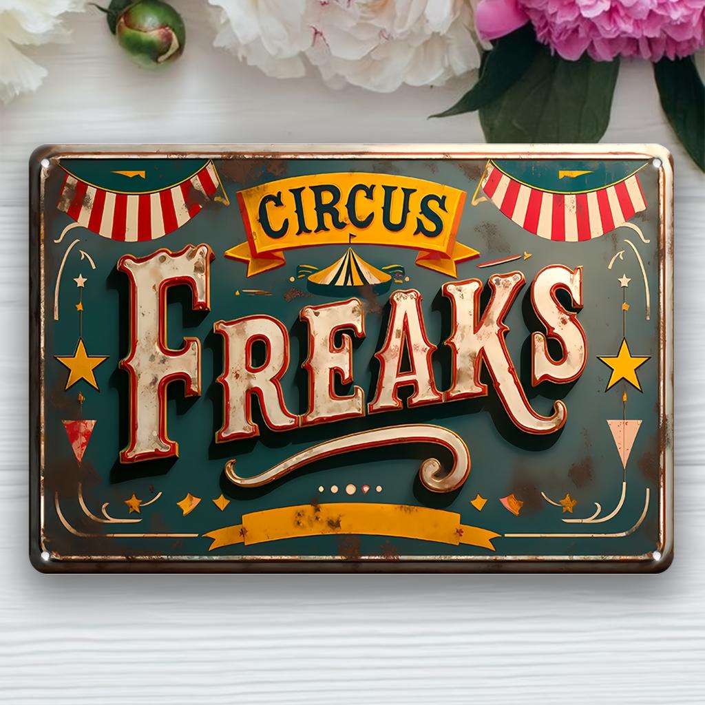 Винтажный цирковой чудак Декоративная железная вывеска Универсальное искусство для улицы, двора, крыльца, гаража, дома, кафе, бара, клуба, магазина, ресторана