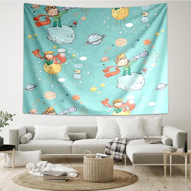 The Little Prince Print Tapestry, Backdrop, Easy Setup, Ideal for Bedroom, Office & Living Room, with Aesthetic Wall Hanging Decor.