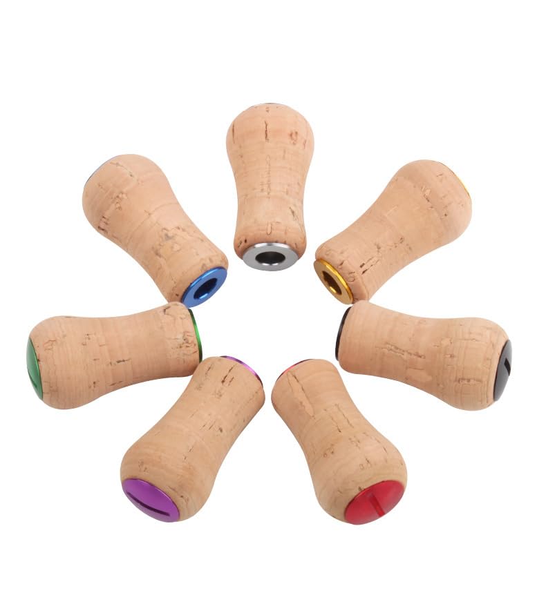 VISPREA Cork Wood Knob for Shimano and Daiwa Power Baitcasting Fishing Reel Handle Replacement with Screw and YU323 Handles, Reels, Bearing, (Black)