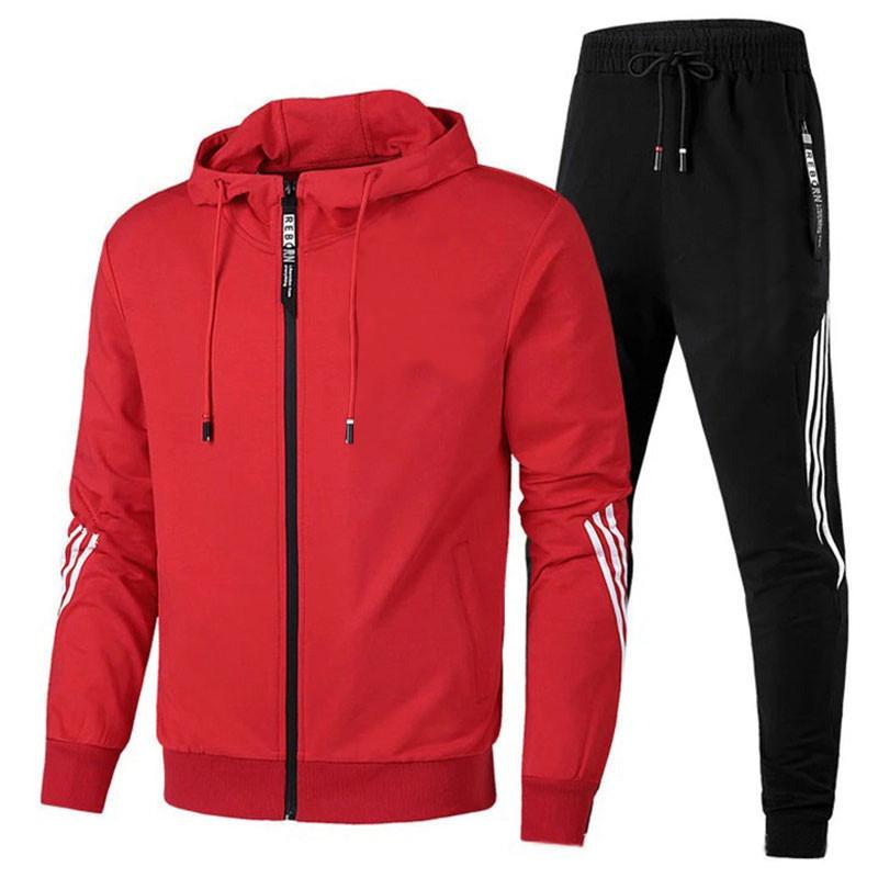 Men's Slim Fit Hooded Sweatshirt Sportswear Casual Two-Piece Set for Spring and Autumn