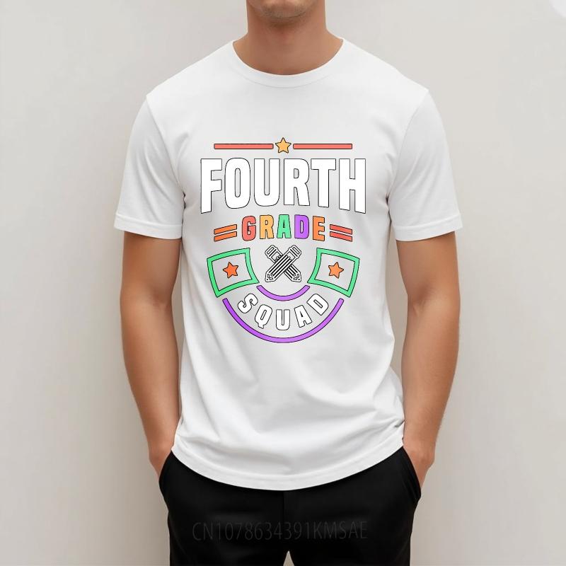 Stylish For Him Summer tshirt Fourth Grade Squad Design With Stars And Pencils Short Sleeve New Arrived ONeck Unisex Top Tees