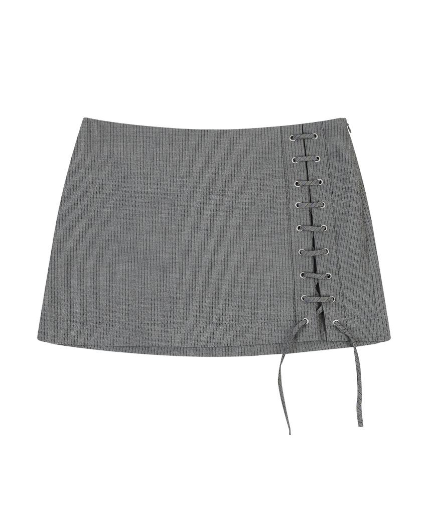 Ordinary Holiday Lace Up Mini Skirt [Gray]
