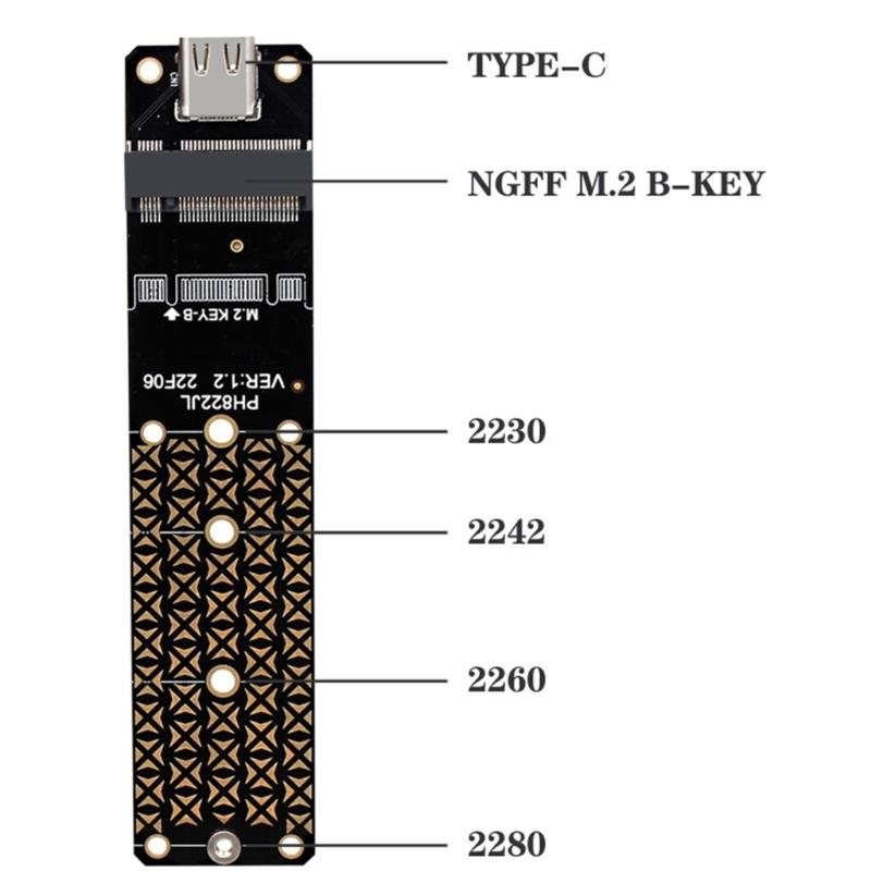 Адаптер-карта M.2 B Key SSD на USB 3.2 Type C 10G, карта расширения, адаптер-конвертер для 2230/2242/2260/2JMS580 Райзеры Ca