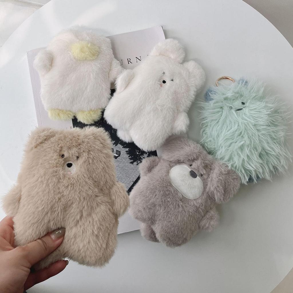 AS KNOW AS Plus (ASKNOW AS PLUS) ZY8576  Souffle Key Ring Pouch, Rabbit, Size F, Ivory and White. Fluffy and Fluffy Plush Toy. Cute Pouch for Small