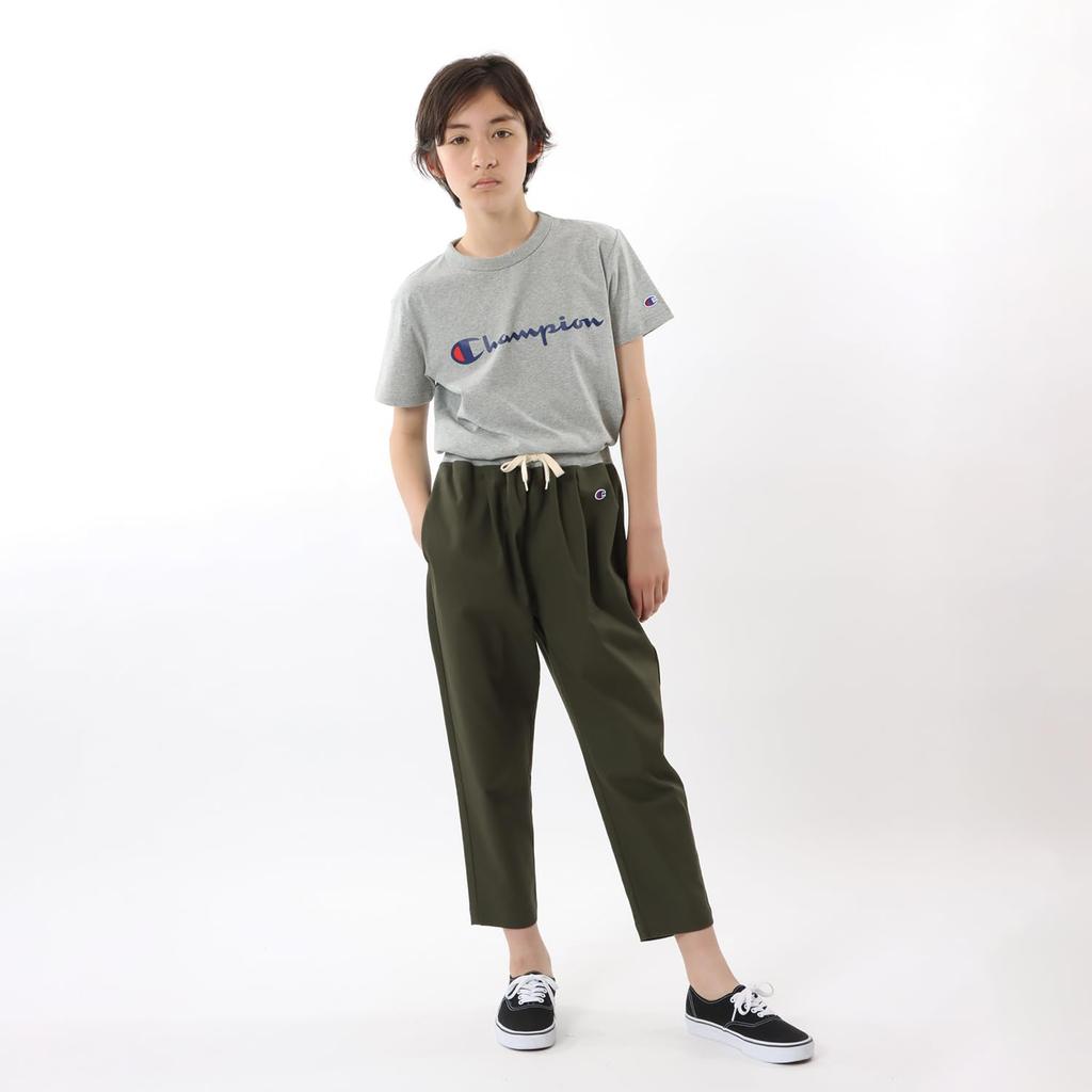 Длинные прорезные карманы с логотипом One Point Logo Basic Olive [Champion], брюки для детей, 100% хлопок, бока, вышивка, CK-Z202