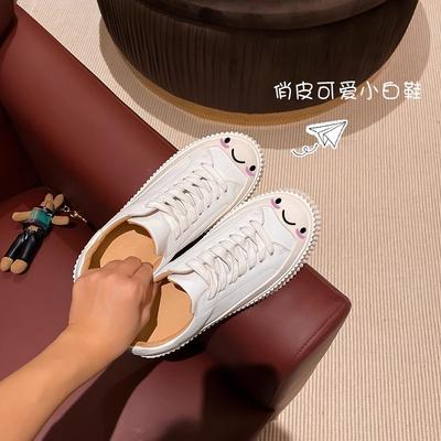 Туфли женские из цельной коровьей кожи на толстой подошве с внутренней платформой, маленькие белые туфли, женские новые повседневные кеды на платформе, из натуральной кожи маффин-бисквит