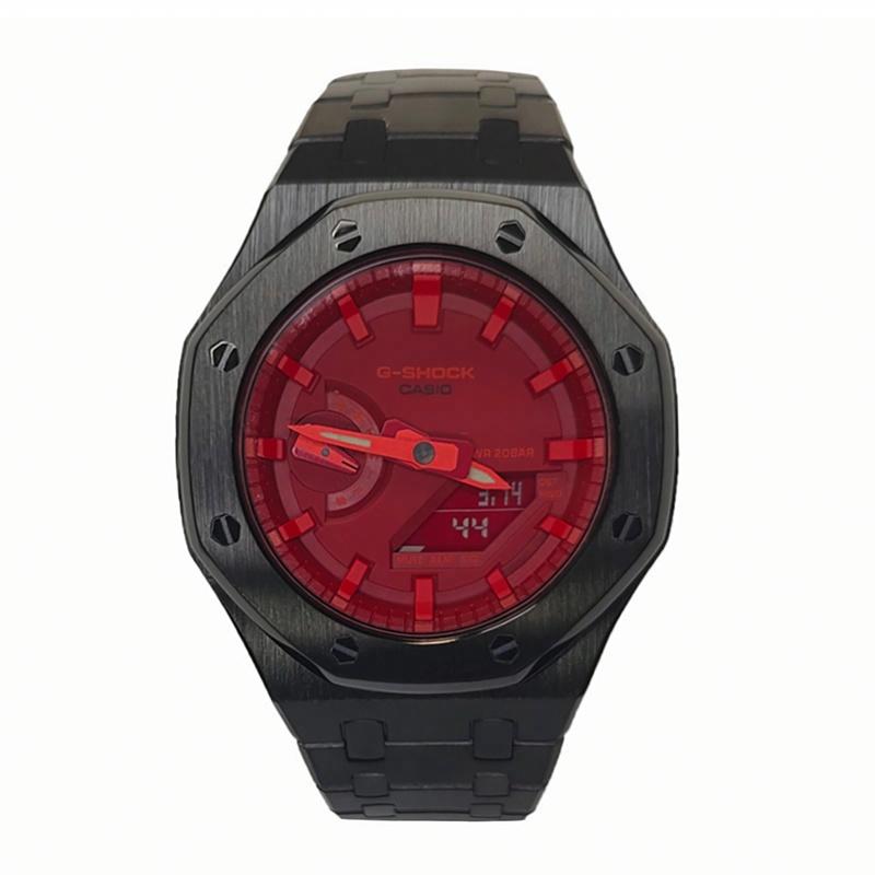 CASIO Customized watch modified series Farmer Oak Waterproof 200 meters GA-2100-1A1 modified-rose gold coral red Quartz St GA-2100-4A