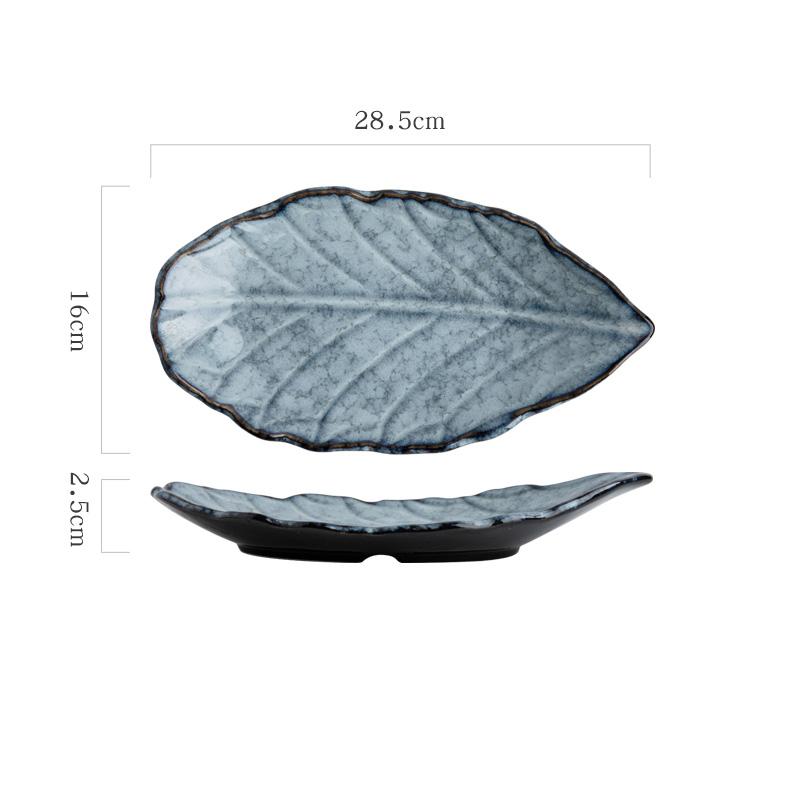 Керамическая тарелка в форме листа Kiln Changes Креативная тарелка для суши Тарелки для рыбы Тарелки для барбекю Специальная гостиничная посуда