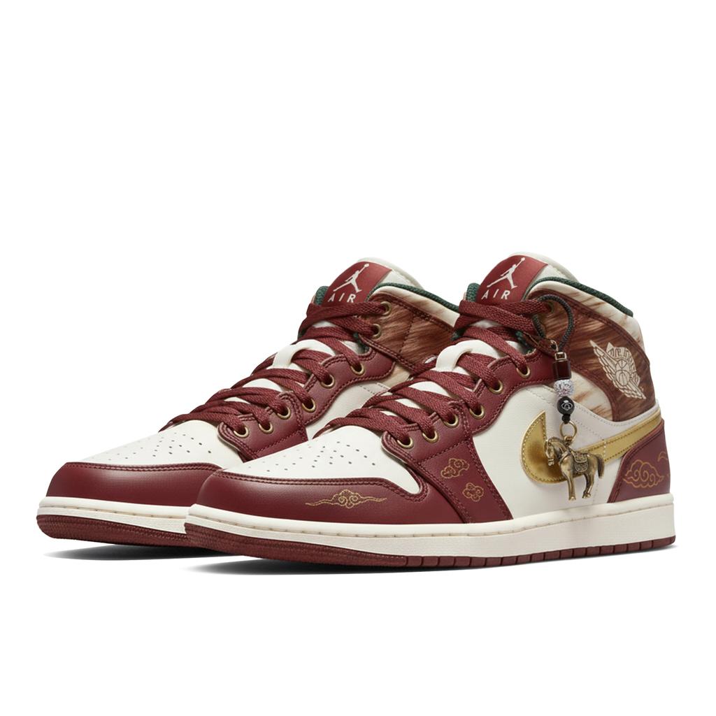 Jordan Air Jordan 1 Triple Lab, Golden Horse, Year Of The Horse, Classic And Versatile Abrasion-Resistant Mid DQ8426-105(Team-)-Random packaging bags