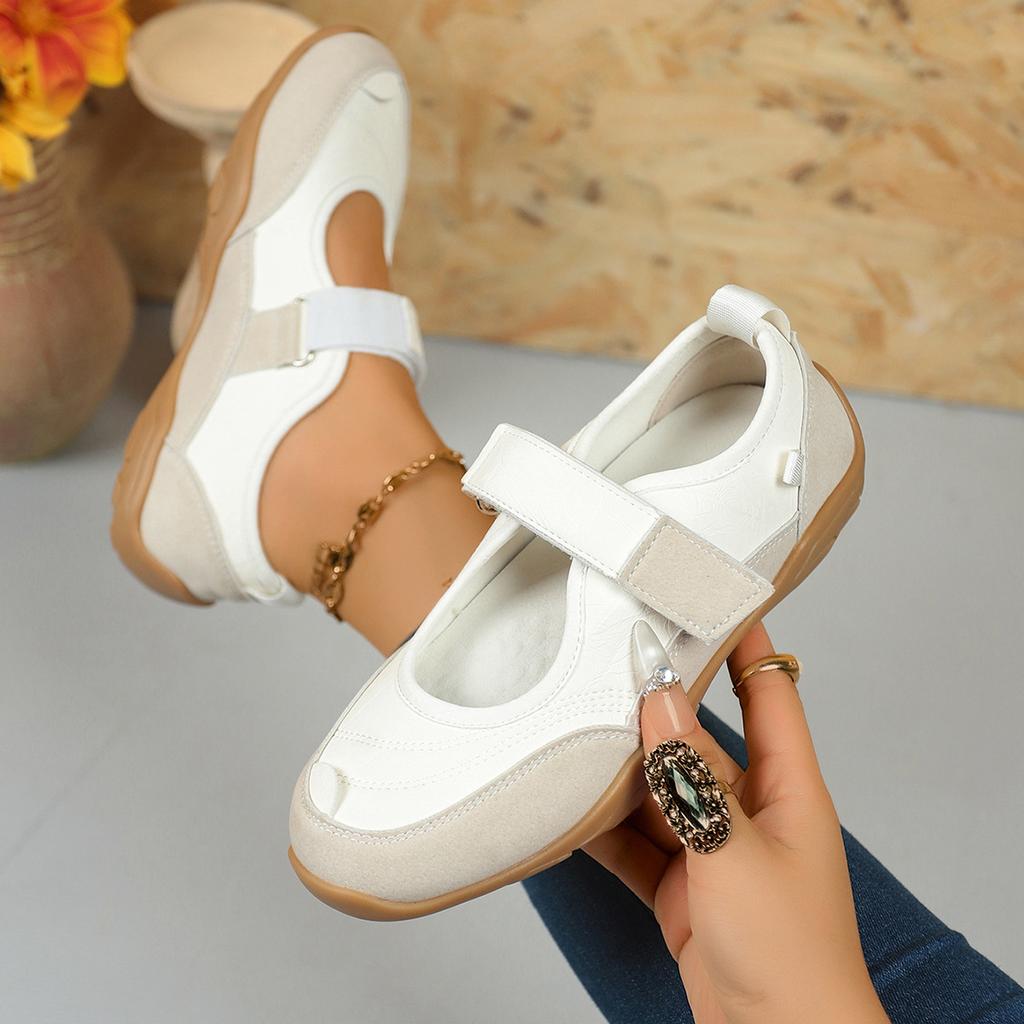 Модные женские 2025 Осень новые стильные большого размера на липучке с неглубоким вырезом повседневные туфли-одинарки