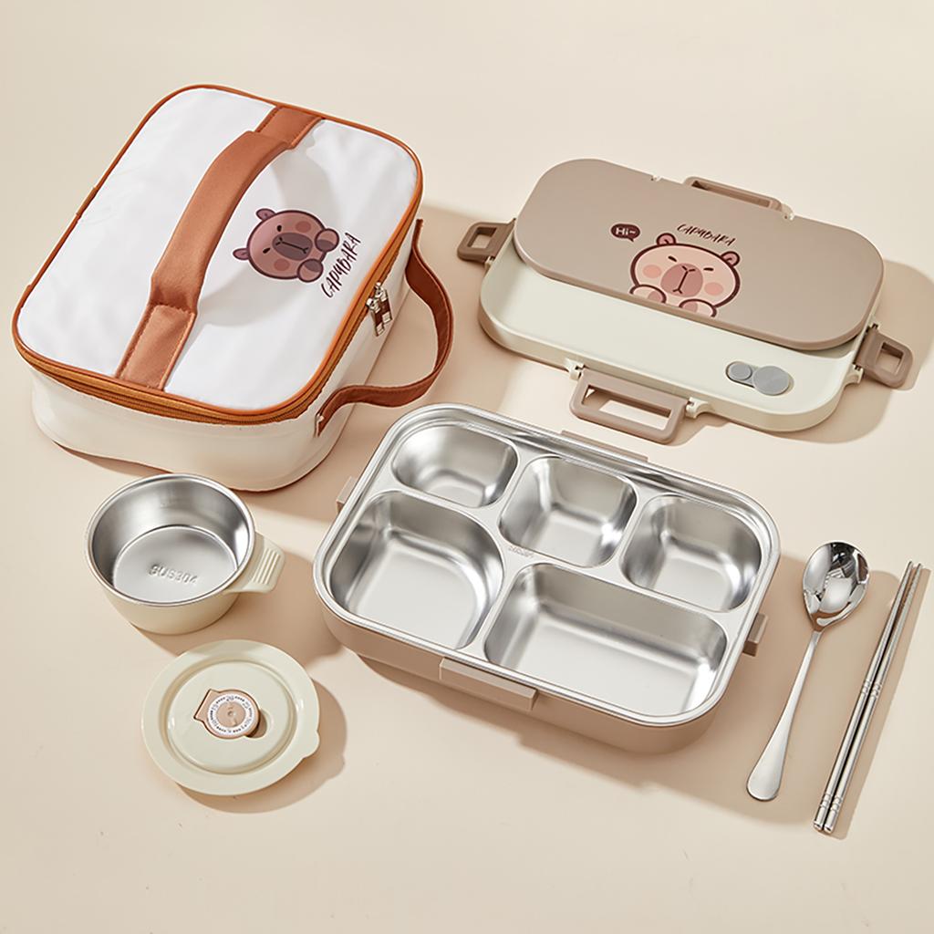 4/5 Grids 304 Stainless Steel Bento Lunch Box With Tableware Microwave Safe Children Portable Sealed Fruit Salad Food Container