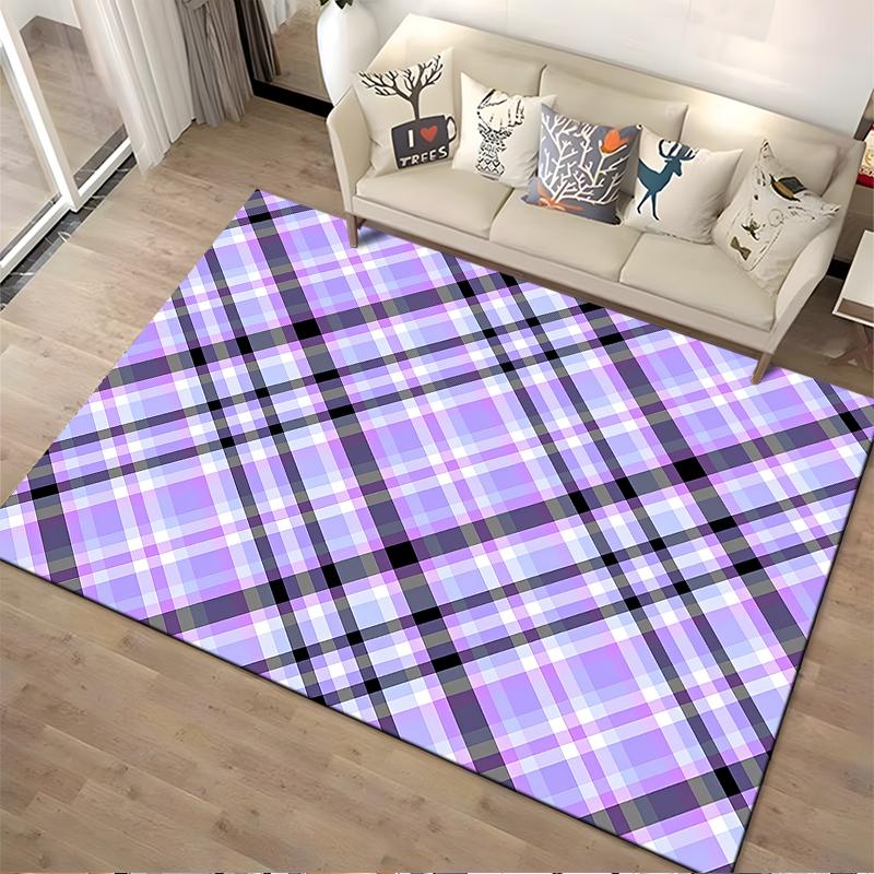 Purple and White Plaid Pattern Carpet for Living Room or Bedroom Suitable for use as an anti-slip for living room bedroom sofas