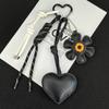 Handmade Sunflower Heart Keychain Key Ring Woven Lanyards Bag Charm Fresh Summer Style Keychain Hanging Accessories Women Bags