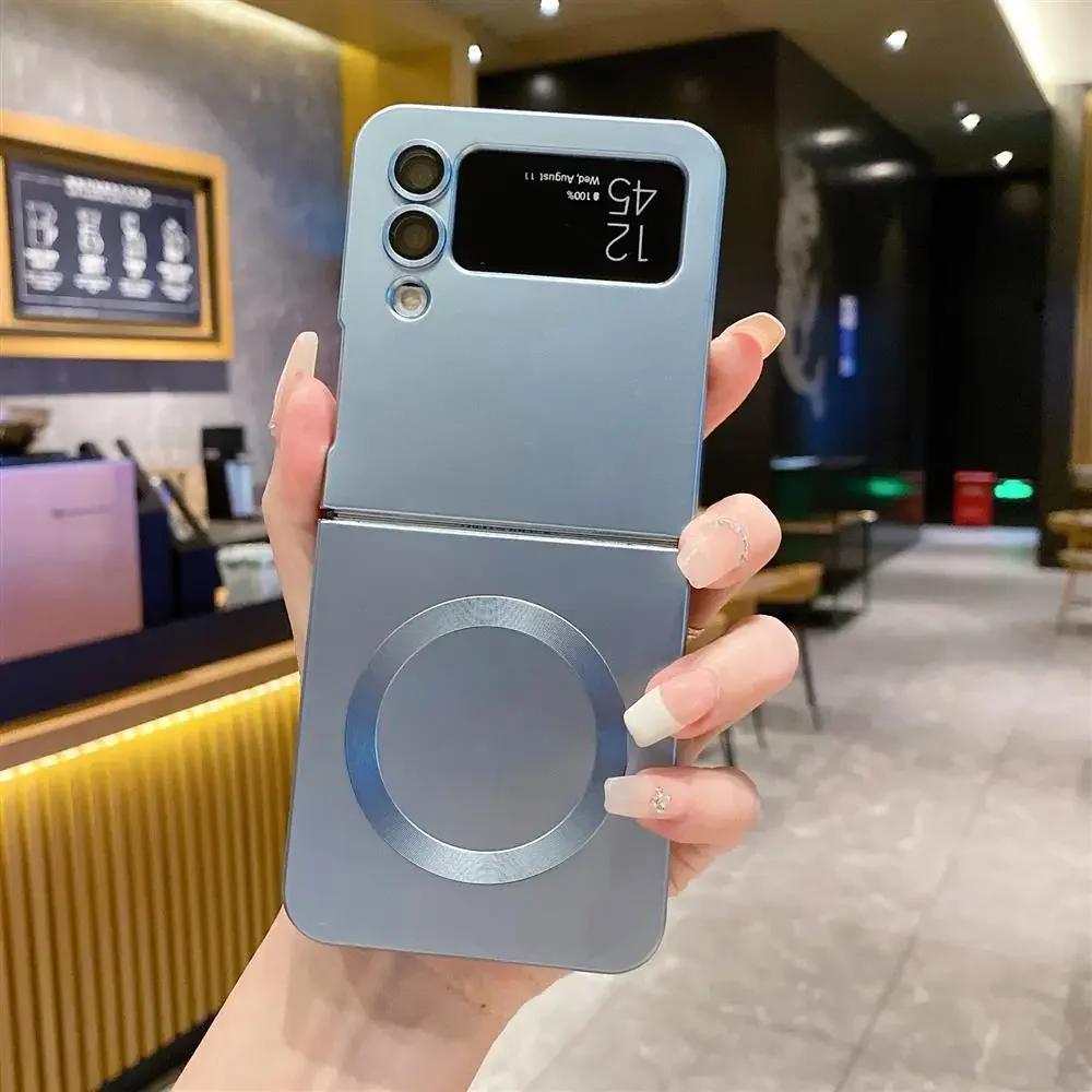 Magnetic Wireless Charge Magsafe Case for Samsung Galaxy Z Flip7 Flip6 Flip5 4 3 5g Matte Silicone Back Cover Zflip Flip 6 5 4 3