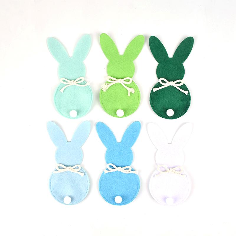 6PCS/Set Easter Bunny Felt Cutlery Holder Bag Tableware Knife Fork Cover Bag Party Accessories Happy Easter Party Decorations