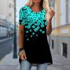 Plus Size Women Spring Flower Curtain Printed Comfy Short Sleeve Round Collar T-shirt Casual Baggy Mid Length Tee Tops