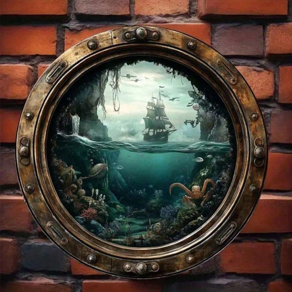 Морской иллюминатор Настенный Декор, Круглый Морской Металлический Знак, Нержавеющий Водонепроницаемый для Крыльца Гаража