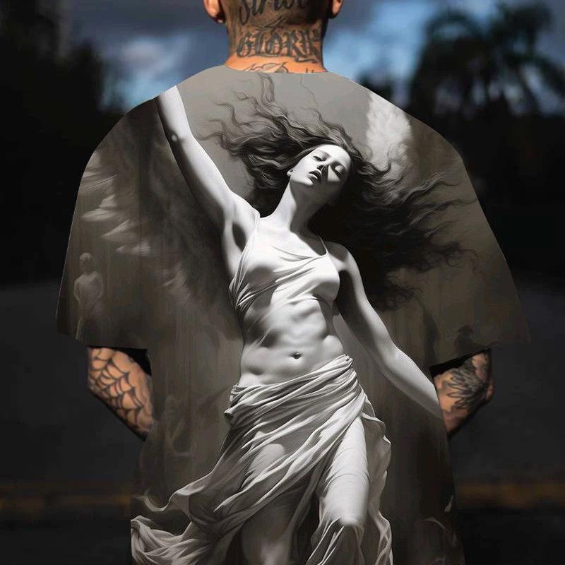 Ретро повседневная мужская футболка с 3D-принтом, рубашка с короткими рукавами и круглым вырезом, одежда для весны и лета, футболки мужские