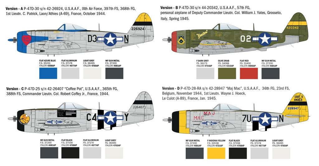 Italeri WW2 American Thunderbolt European Front Plastic Model IT2835 1/48 P-47D (Airplane)