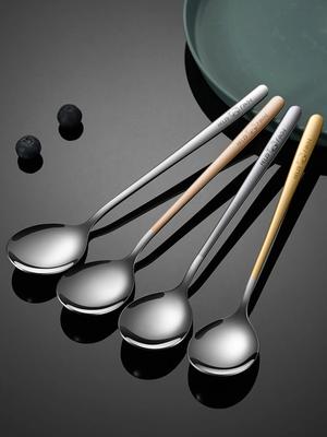 Ложка из нержавеющей стали WORTHBUY 316, бытовая посуда, длинная ручка, суповая ложка, корейская ложка, кухонный половник, круглая ложка